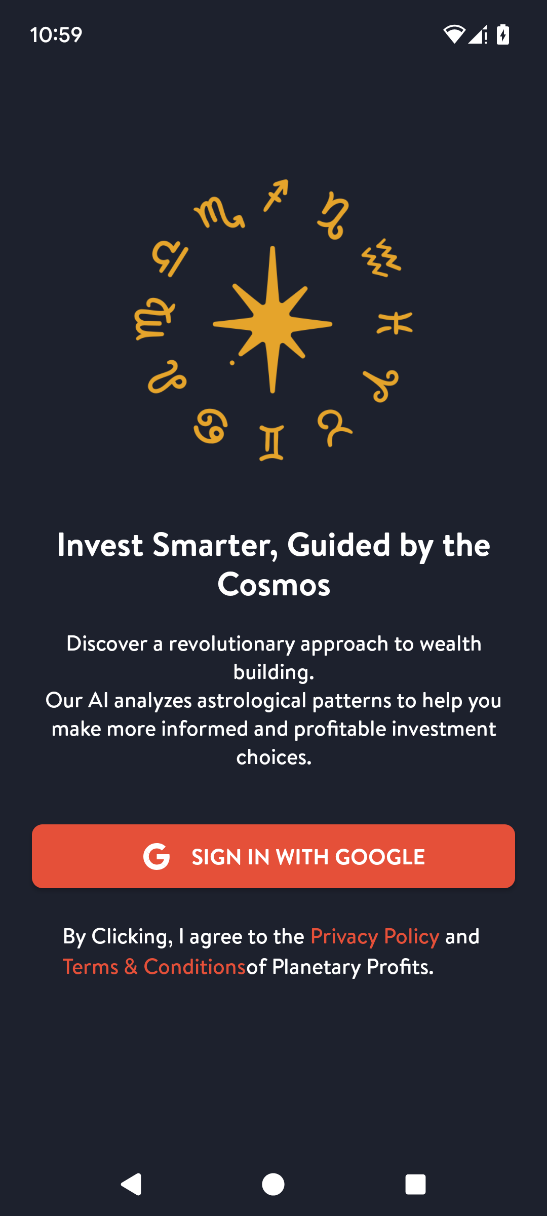 App Screenshot 1: Welcome & Service Selection
